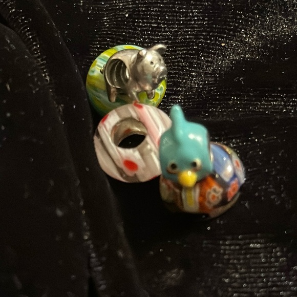 Set of 5 Collectible Beads -Pig, Angry bird,3Glass 925 - Picture 1 of 16